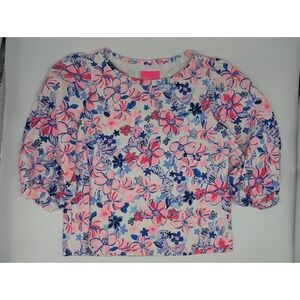 Lilly Pulitzer Girls Corden Puff Sleeve Sweatshirt size Large 8-10 Party Lobster